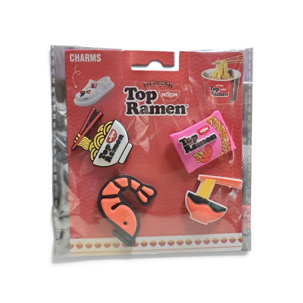 Nissin Top Ramen Shoe Charms 4 Pack Shrimp Flavor Noodle Bowl Clog Decorations